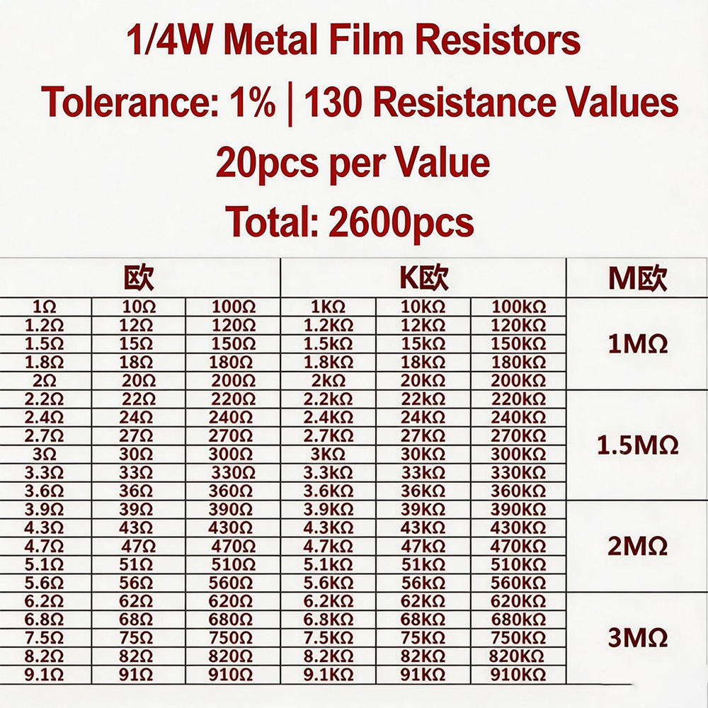 2600pcs Metal Film Resistors A - огляд і ціна Diy Home Electronics Projects