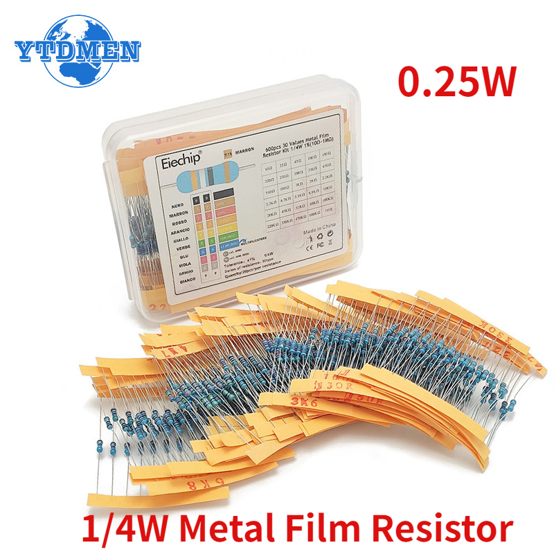 300-600PCS 1/4W Metal Film Res - огляд і ціна Resistor Kit 1 4W